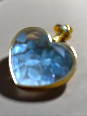 Gold-Tone Heart Aquamarine Pendant